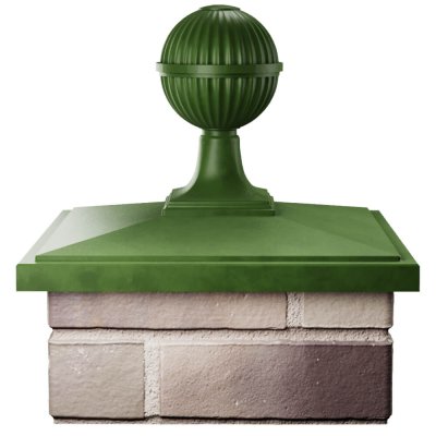 Колпак БонаМоно Зеленый с шаром на столб 1.5х1.5 кирпича фото 1