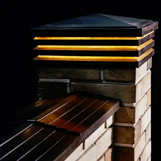 Колпаки Bona Черные с подсветкой на столбах и парапеты