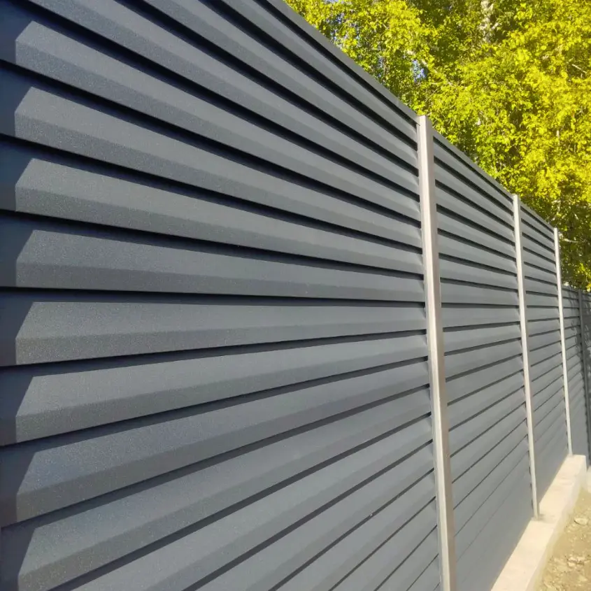 Фото 4 Двусторонний забор Реснички 7024 МАТТЕ серый графит матовый