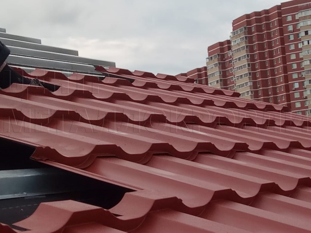 Металлочерепица Геркулес 8004 терракотовый Стальной Бархат от Центра Металлокровли в Нижнем Тагиле