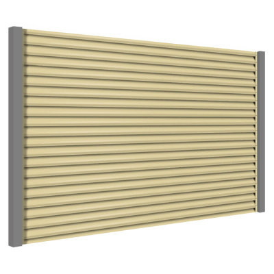 Секция забора жалюзи из ламелей еврожалюзи RAL1014 Бежевый с металлическими столбами