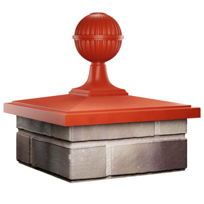 Колпак БонаМоно Красный с шаром на столб 1.5х1.5 кирпича фото 2